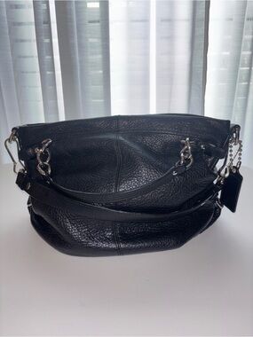 Authentic Madison Brooke Black Pebble Leather Hobo Bag